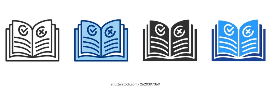 Rules Book Icon Multiple Style Vector Collection