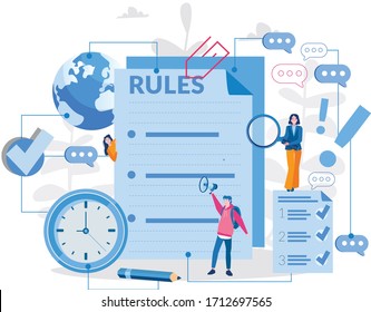 	
Rules, checklist, guidelines and strategy. Vector illustration for web banner, infographics, mobile. 