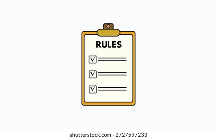 Design de vetor de ícone da área de transferência de regras.