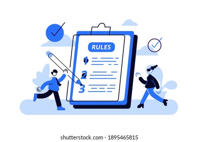 Rules concept. Regulations checklist persons. Restricted graphic