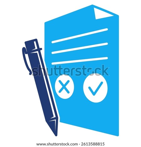 Rules icon represented by paper, pen, note Dualtone style.