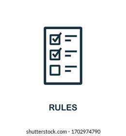 Rules icon. Simple element from regulation collection. Filled Rules icon for templates, infographics and more.