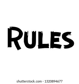 Rules label on white background