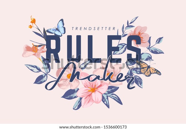 复古鲜花背景上的规则制定者口号 库存矢量图(免版税)1536600173 | Shutterstock