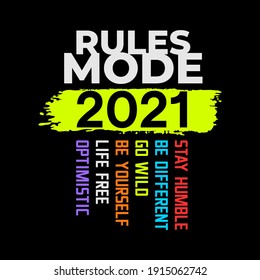 Diseño gráfico de tipografía de MODE 2021, para impresiones de camisetas, ilustración vectorial
