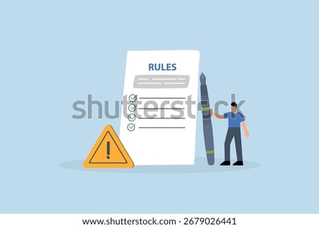 Rules and regulations, entrepreneur completes drafting guidelines and policies document. 