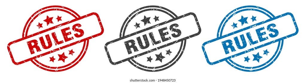 rules round grunge vintage sign. rules stamp