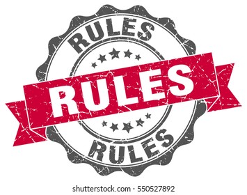 Rules Stamp Sticker Seal Round Grunge Stock Vector (Royalty Free ...