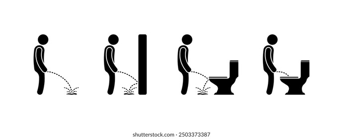 Rules for using the toilet collection icons. Flat and silhouette style. Vector icons.