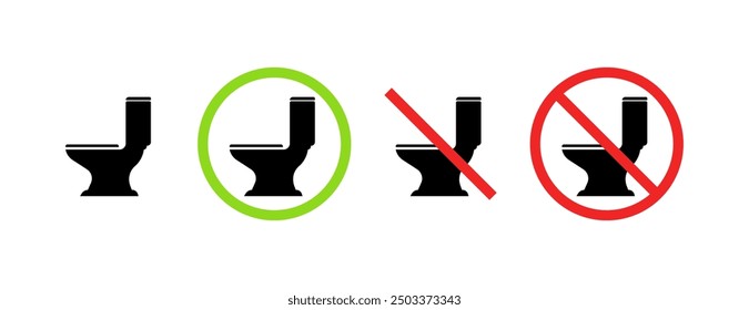 Rules for using the toilet signs collection icons. Flat and silhouette style. Vector icons.