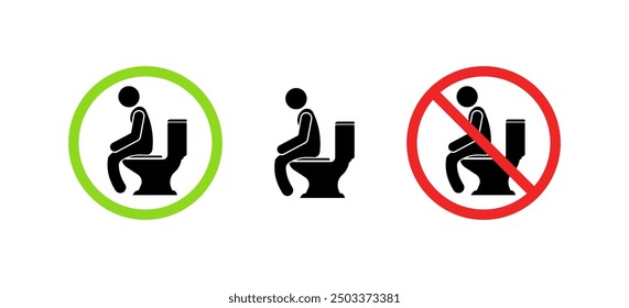 Rules for using the toilet signs collection icons. Flat and silhouette style. Vector icons.