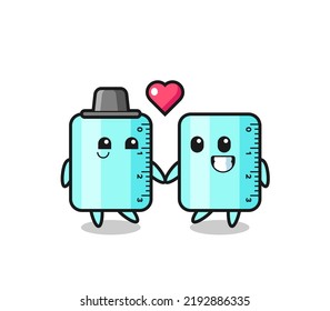 Ruller Cartoon Character Couple With Fall In Love Gesture , Cute Style Design For T Shirt, Sticker, Logo Element