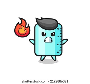 caricatura de personajes de regla con gesto enojado , diseño de estilo lindo para camiseta, pegatina, elemento logo