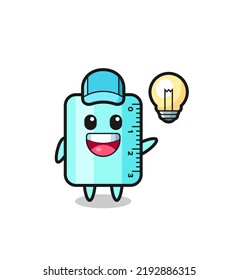 ruller character cartoon getting the idea , cute style design for t shirt, sticker, logo element