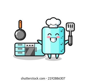 ruller character illustration as a chef is cooking , cute style design for t shirt, sticker, logo element