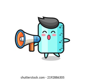 ruller character illustration holding a megaphone , cute style design for t shirt, sticker, logo element