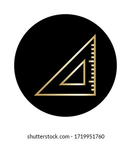 ruller triangle icon gold color vector. isolated on white background