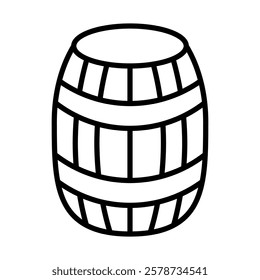 Rum Barrel Vector Line Icon Design