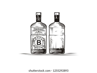 Rum boottles vector hand drawn eps format