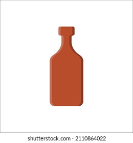 Rum bottle. Alcoholic drink for parties and celebrations. Simple shape isolated with shadow and light. Colored illustration on white background. Flat design style for any purposes. Vector.
