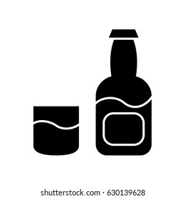 rum bottle and glass icon