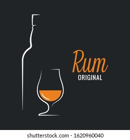 Rum bottle with rum glass logo on black background