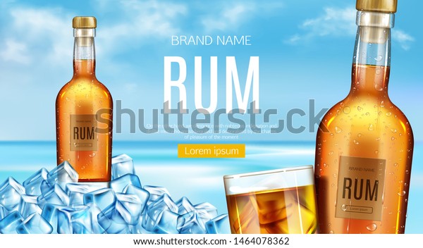 Download Rum Bottle Glass Stand Heap Ice Stock Vector Royalty Free 1464078362