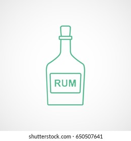 Rum Bottle Green Line Icon On White Background