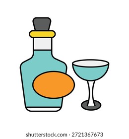 Icono de botella de ron con fondo blanco Vector Ilustración de stock