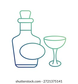 Ícone de garrafa de Rum com ilustração de stock vetor de fundo branco