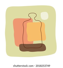 Frasco de ron con fondo abstracto. Dibujar a mano doodle de varias formas, puntos. Ilustración moderna y contemporánea. Concepto de с minimalista de bebidas alcohólicas. Diseño gráfico de estilo plano actual.
