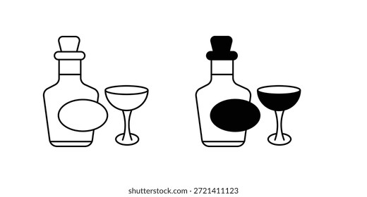 Icono de conjunto de botella de ron con fondo blanco Vector Ilustración de stock