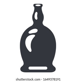 Rum Bottle. Vector Silhouette Icon of Glass Package.