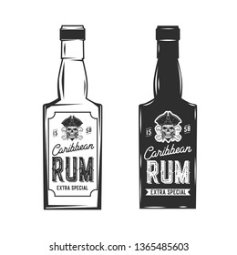 Rum bottles isolated on  white. Vector illustration.