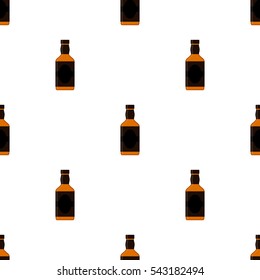 Rum bottles pattern. Alcohol drink flat style design. Vector illustration. Rum, whiskey, brandy, liquor for pubs, restaurants, hipster bars.