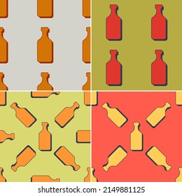 Frascos de ron sin soldadura. Estilo de arte de línea. Imagen de contorno. Plantilla de repetición coloreada. El concepto de las bebidas de fiesta. Ilustración sobre el fondo del color. Estilo de diseño plano para cualquier propósito. Vector.

