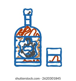 rum drink bottle doodle icon sketch vector. rum drink bottle sign. isolated symbol illustration