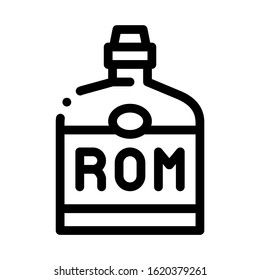 Rum Drink Bottle Icon Vector. Outline Rum Drink Bottle Sign. Isolated Contour Symbol Illustration