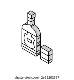 rum drink bottle isometric icon vector. rum drink bottle sign. isolated symbol illustration