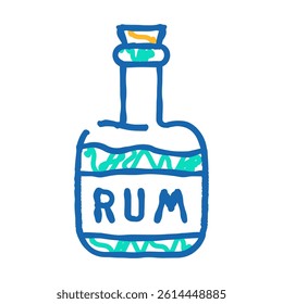 rum drink bottle pirate doodle icon sketch vector. rum drink bottle pirate sign. isolated symbol illustration