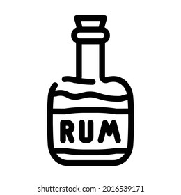 Rum Drink Flasche Pirat Linie Symbol Vektorgrafik. Flasche-Piratenschild für Rum-Getränke. isoliertes Kontursymbol