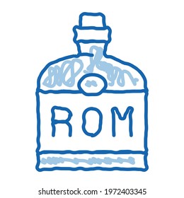 Rum Drink Bottle sketch icon vector. Hand drawn blue doodle line art Rum Drink Bottle isometric sign. isolated symbol illustration