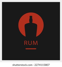 Rum. Logo de la bebida. Plantilla de icono de frasco. Ilustración vectorial