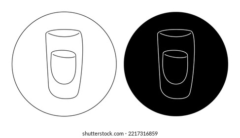 Rum glass in thin lines. Cartoon sketch graphic design. Doodle style. Black white hand drawn image. Party drink concept for restaurant, cafe, party. Freehand drawing. Two kinds of illustration. Vector