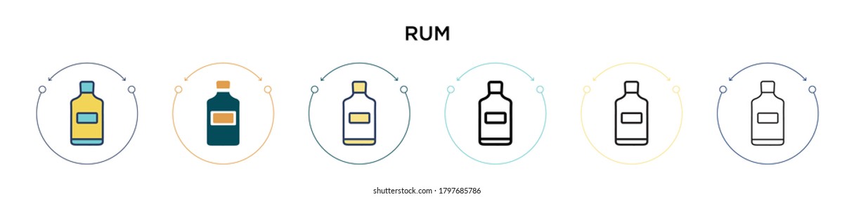 Rum icon in filled, thin line, outline and stroke style. Vector illustration of two colored and black rum vector icons designs can be used for mobile, ui, web