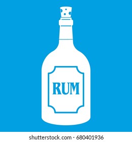 Rum icon white isolated on blue background vector illustration