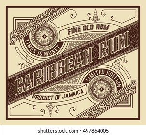 Rum Label With Old Ornaments