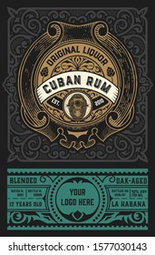 Rum Label Vintage Design Retro Vector Illustration