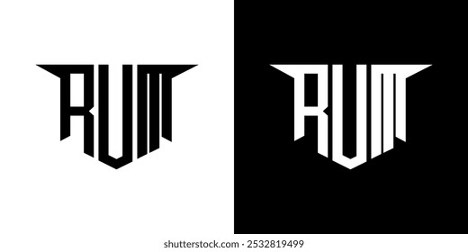 RUM letter logo design with white background in illustrator, vector logo modern alphabet font overlap style, calligraphy designs for logo, Poster, Invitation, etc.