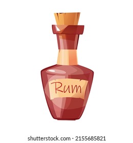 Rum-Piratenflasche. Cartoon, Vektorgrafik.
